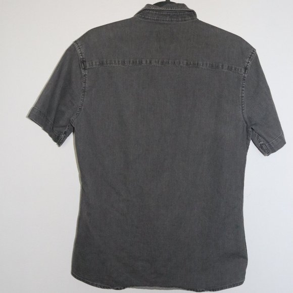Men's Topman Gray Short Sleeve Denim Shirt - Picture 3 of 9